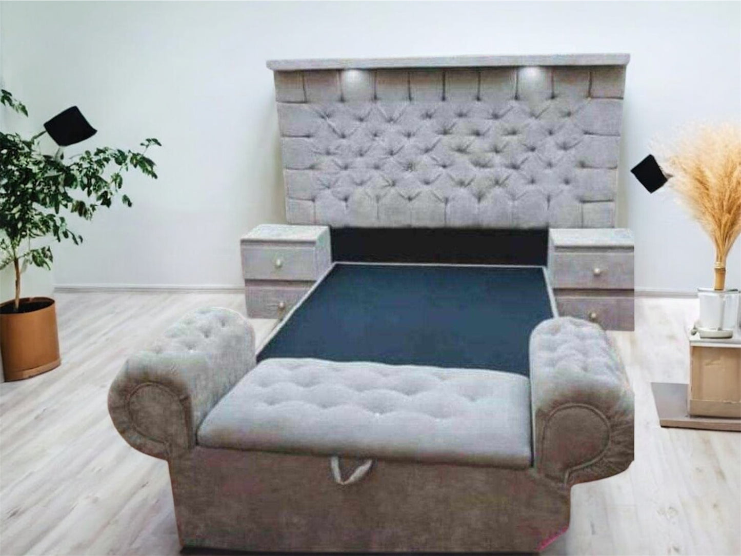 RECAMARA CAPITONEADA CON LUCES